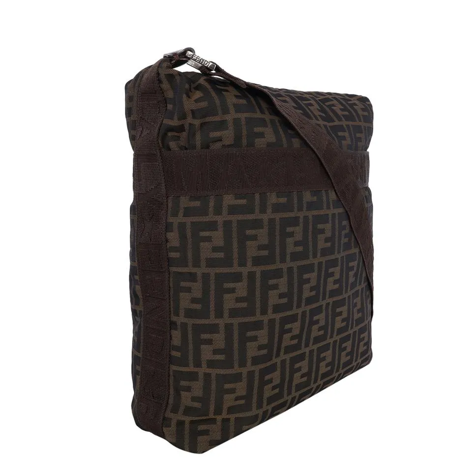 FF Front Zip Flat Zucca Large Canvas Bag (Authentic Pre-Owned)