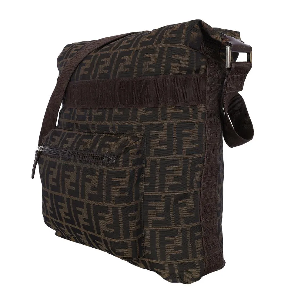 FF Front Zip Flat Zucca Large Canvas Bag (Authentic Pre-Owned)