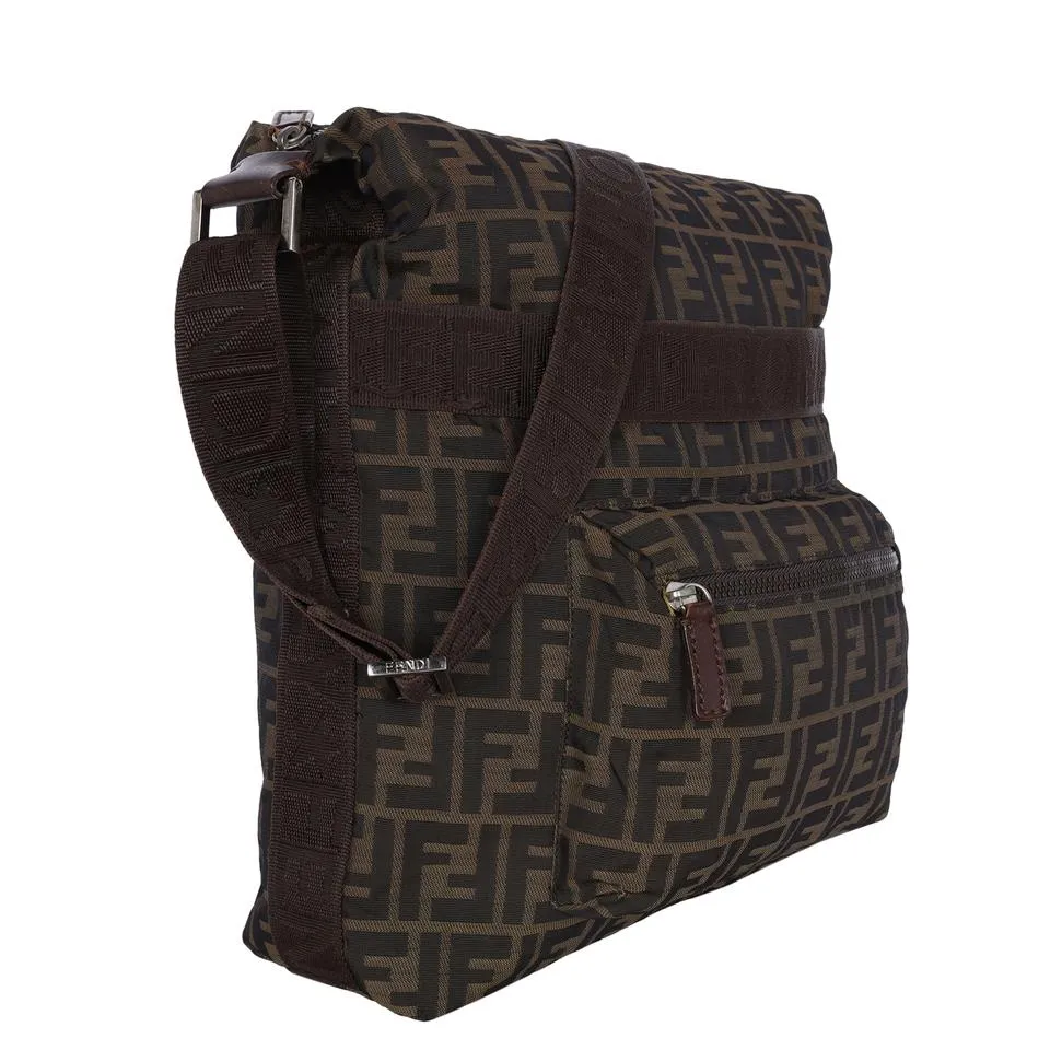 FF Front Zip Flat Zucca Large Canvas Bag (Authentic Pre-Owned)