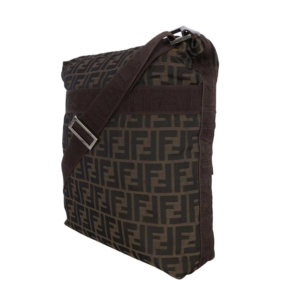 FF Front Zip Flat Zucca Large Canvas Bag (Authentic Pre-Owned)