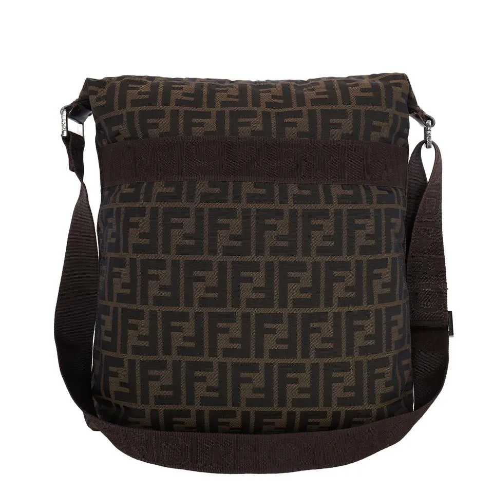 FF Front Zip Flat Zucca Large Canvas Bag (Authentic Pre-Owned)