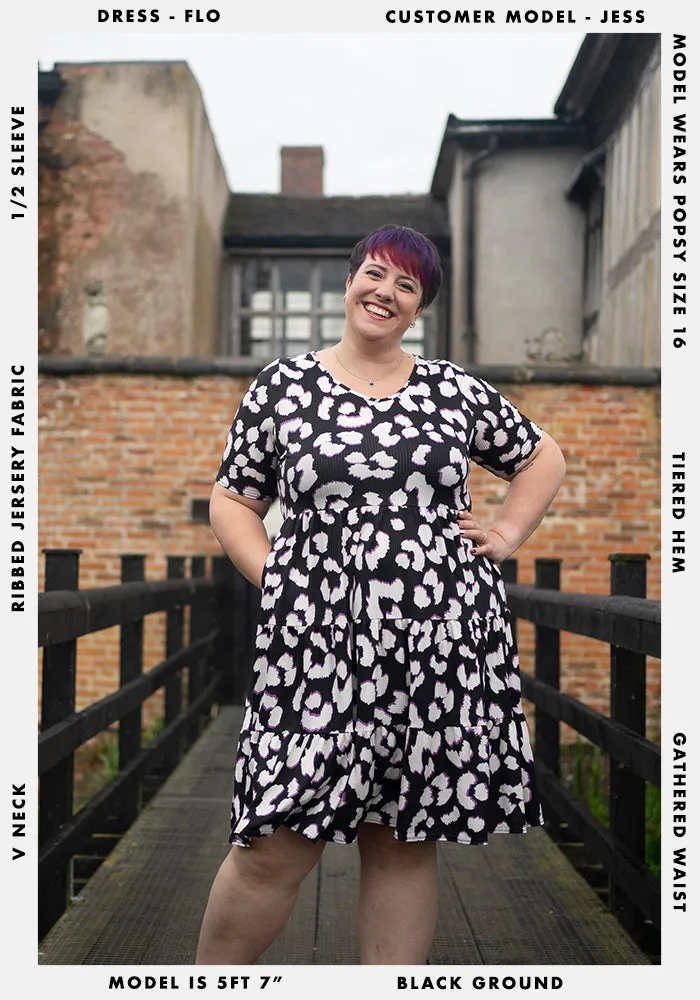 Flo Large Animal Print Tiered Hem Dress