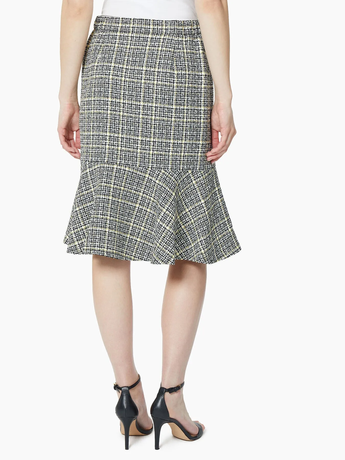 Flounce Hem Tweed Skirt