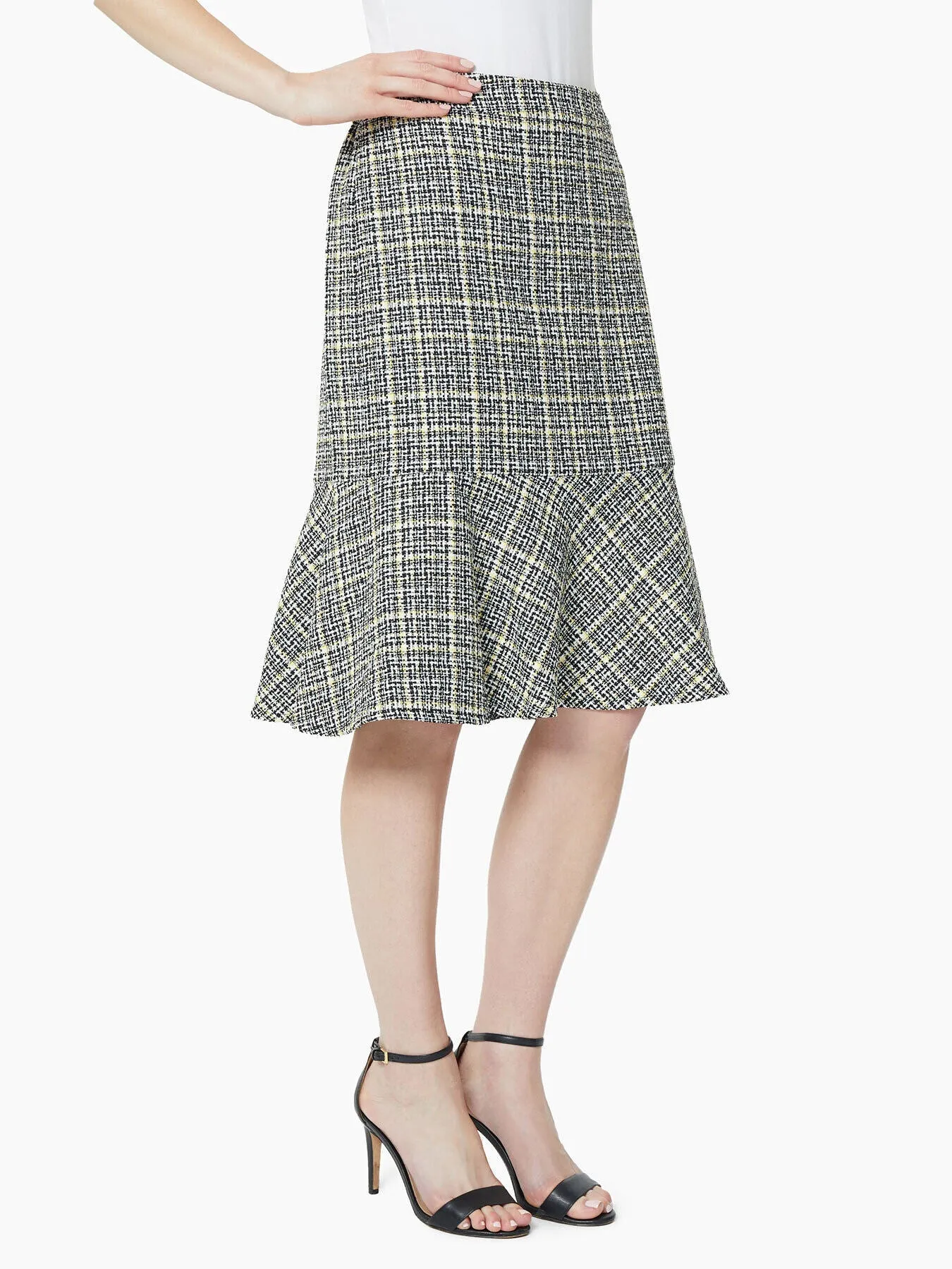 Flounce Hem Tweed Skirt
