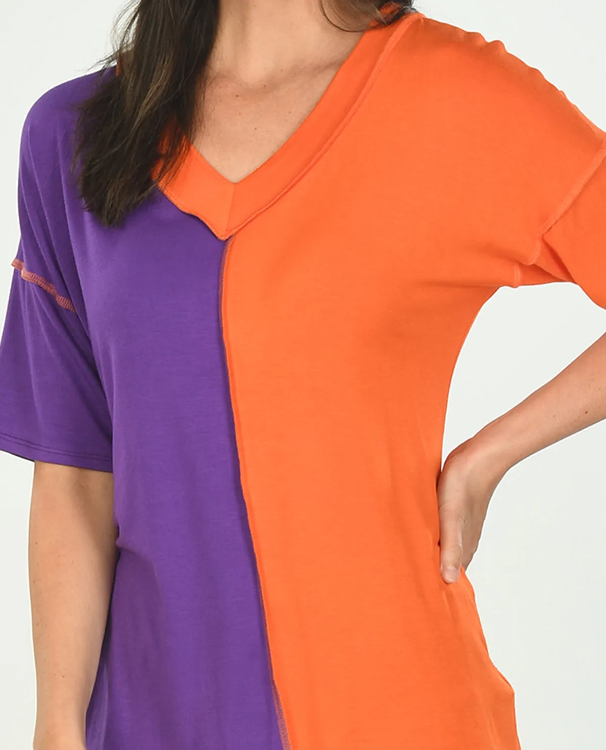 Game Day V-Neck Color Block Top