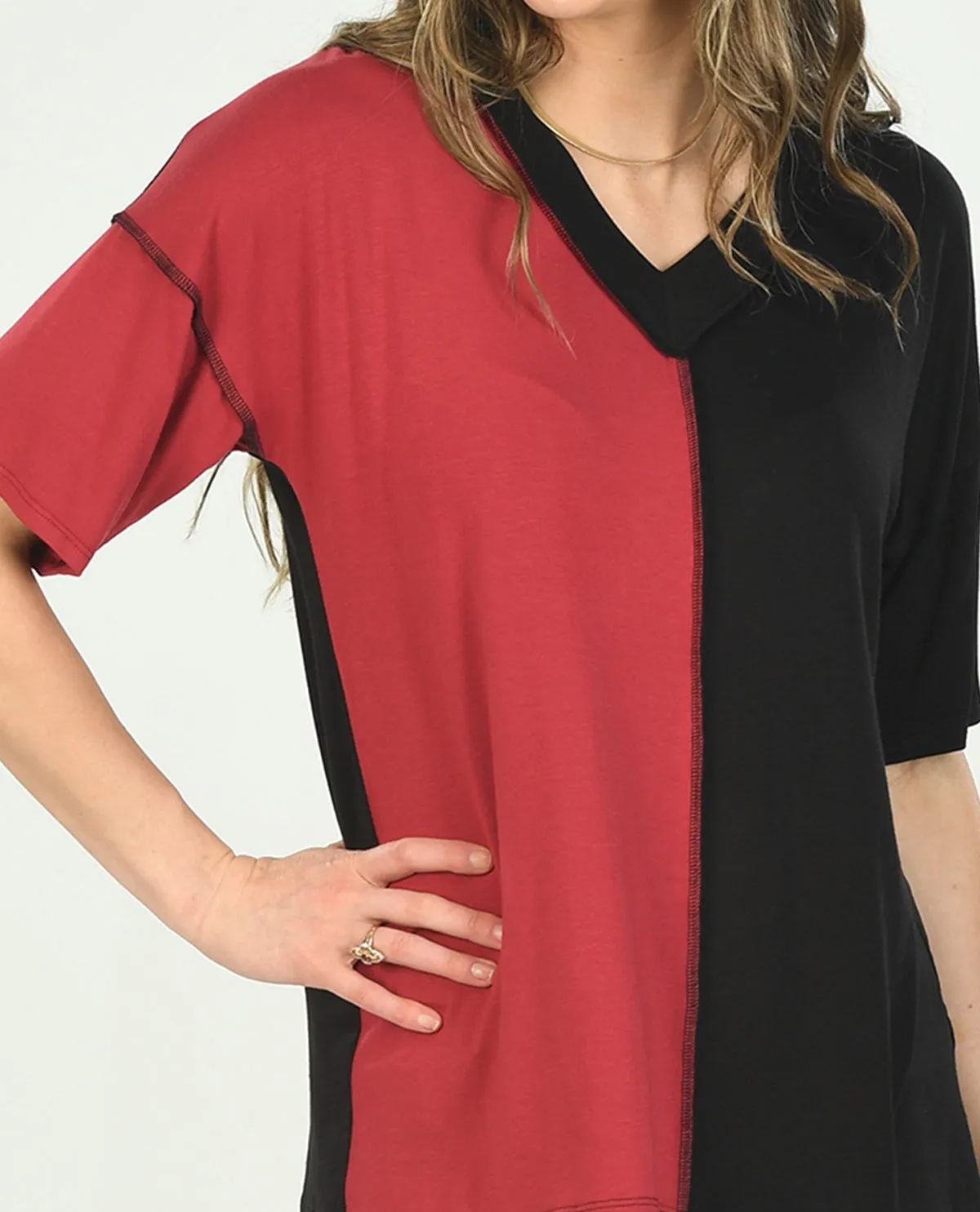 Game Day V-Neck Color Block Top