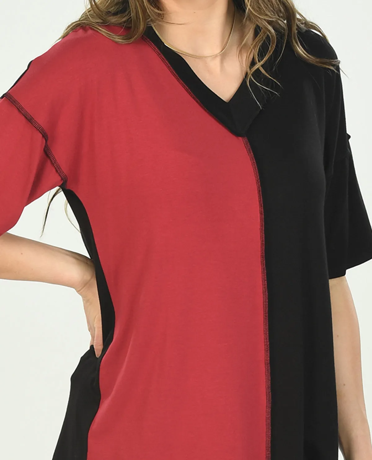 Game Day V-Neck Color Block Top