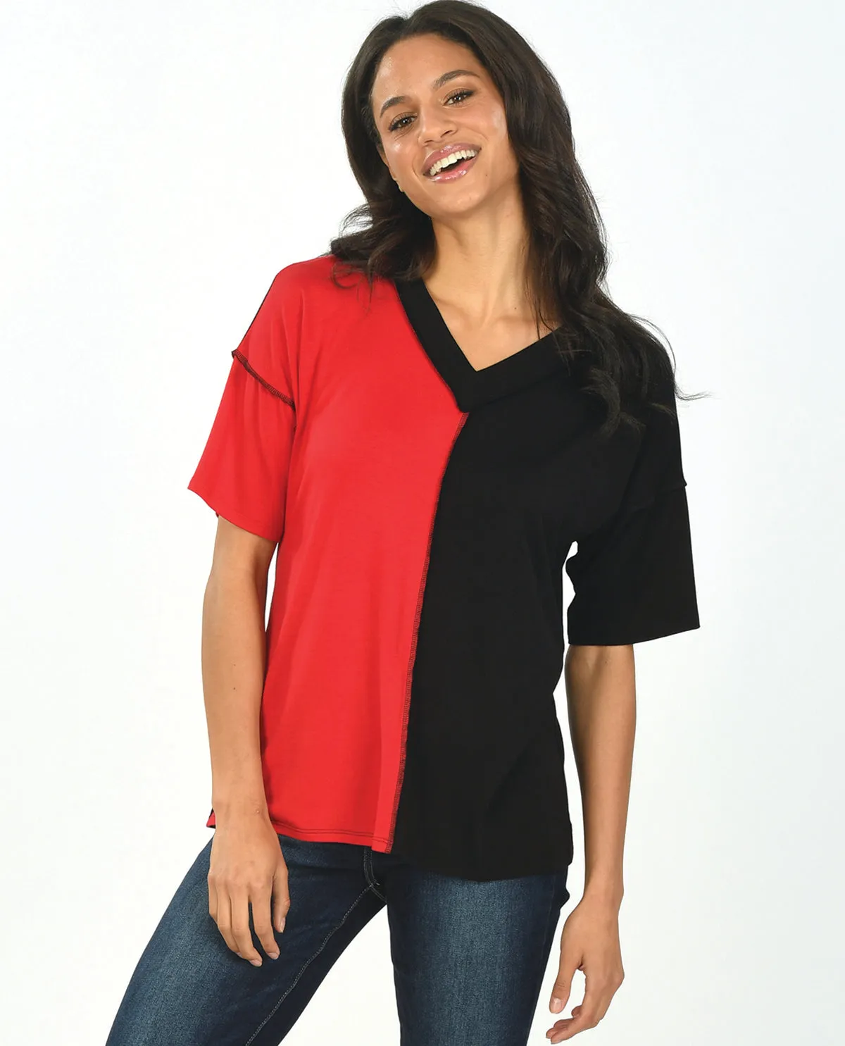 Game Day V-Neck Color Block Top