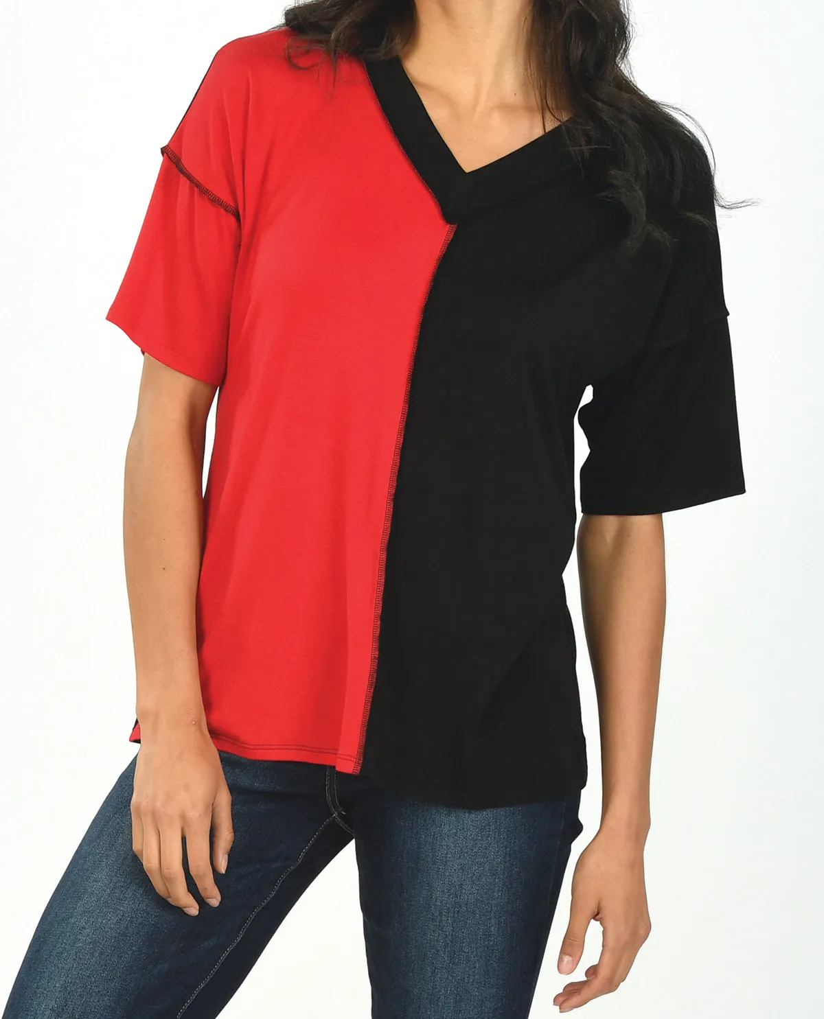 Game Day V-Neck Color Block Top