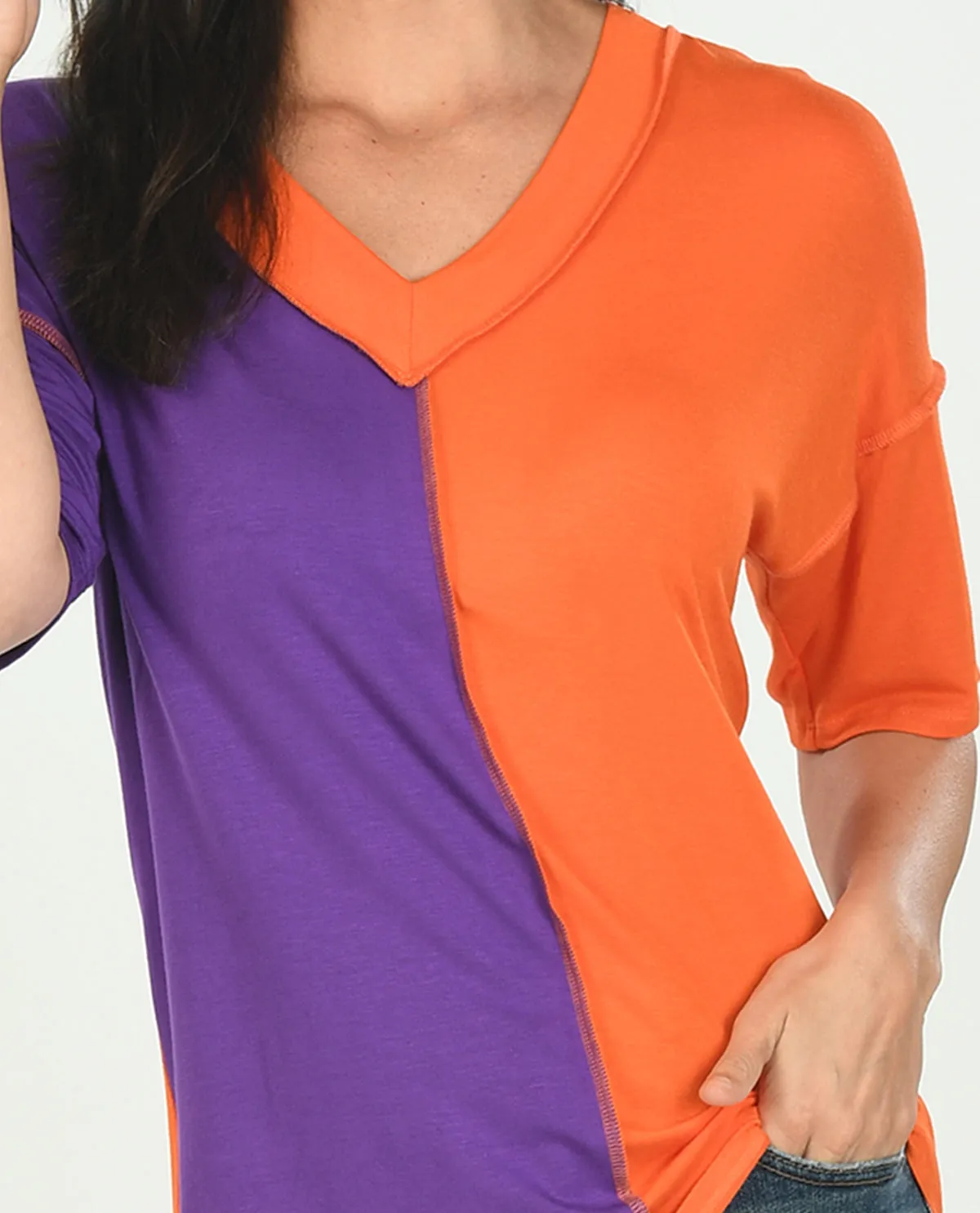 Game Day V-Neck Color Block Top