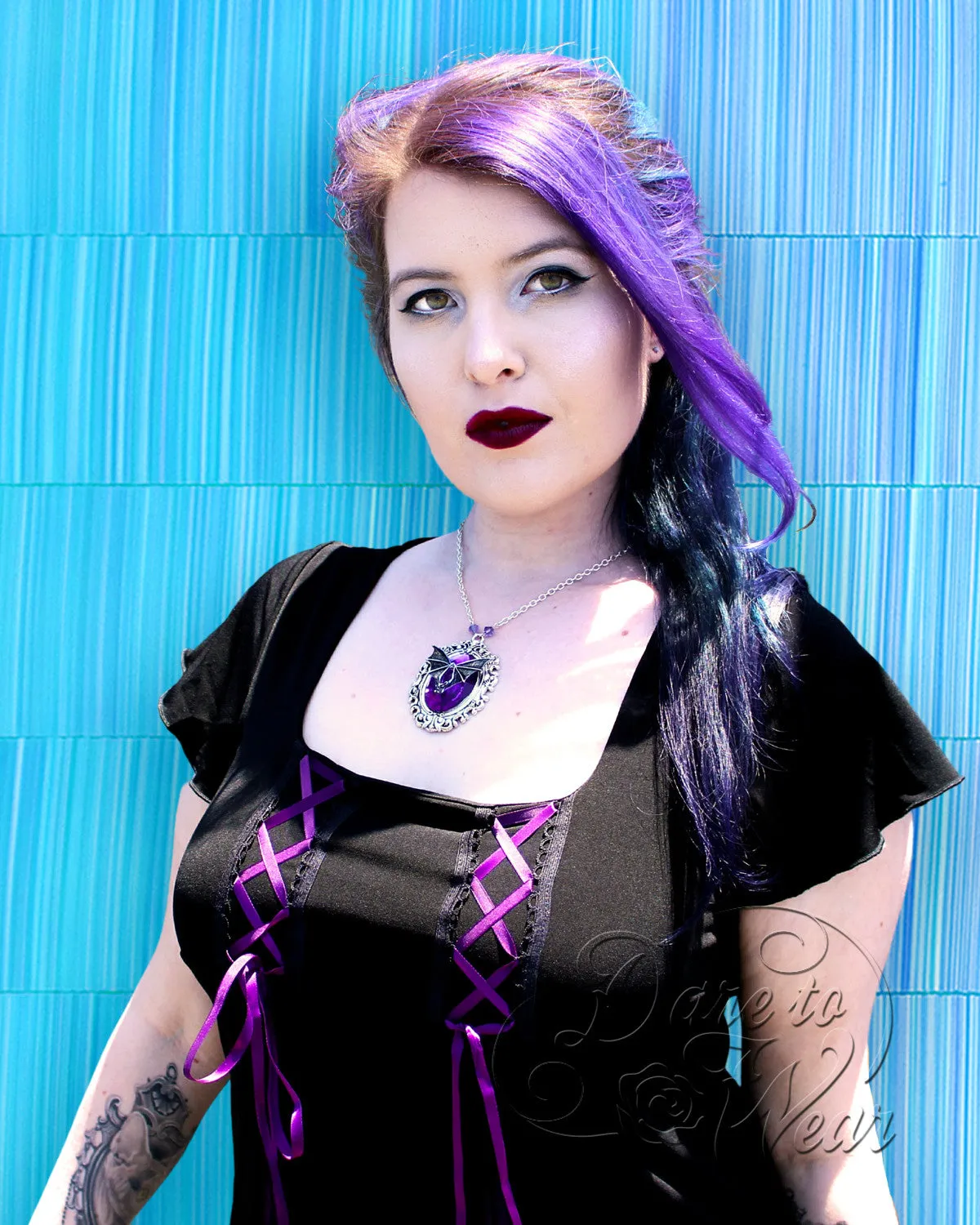 Gemini Princess S/S Top in Black/Burgundy