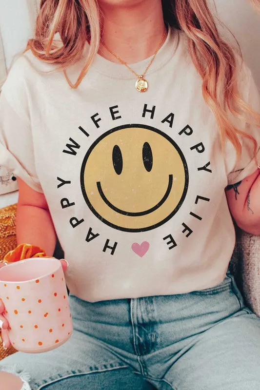 HAPPY WIFE HAPPY LIFE Graphic T-Shirt