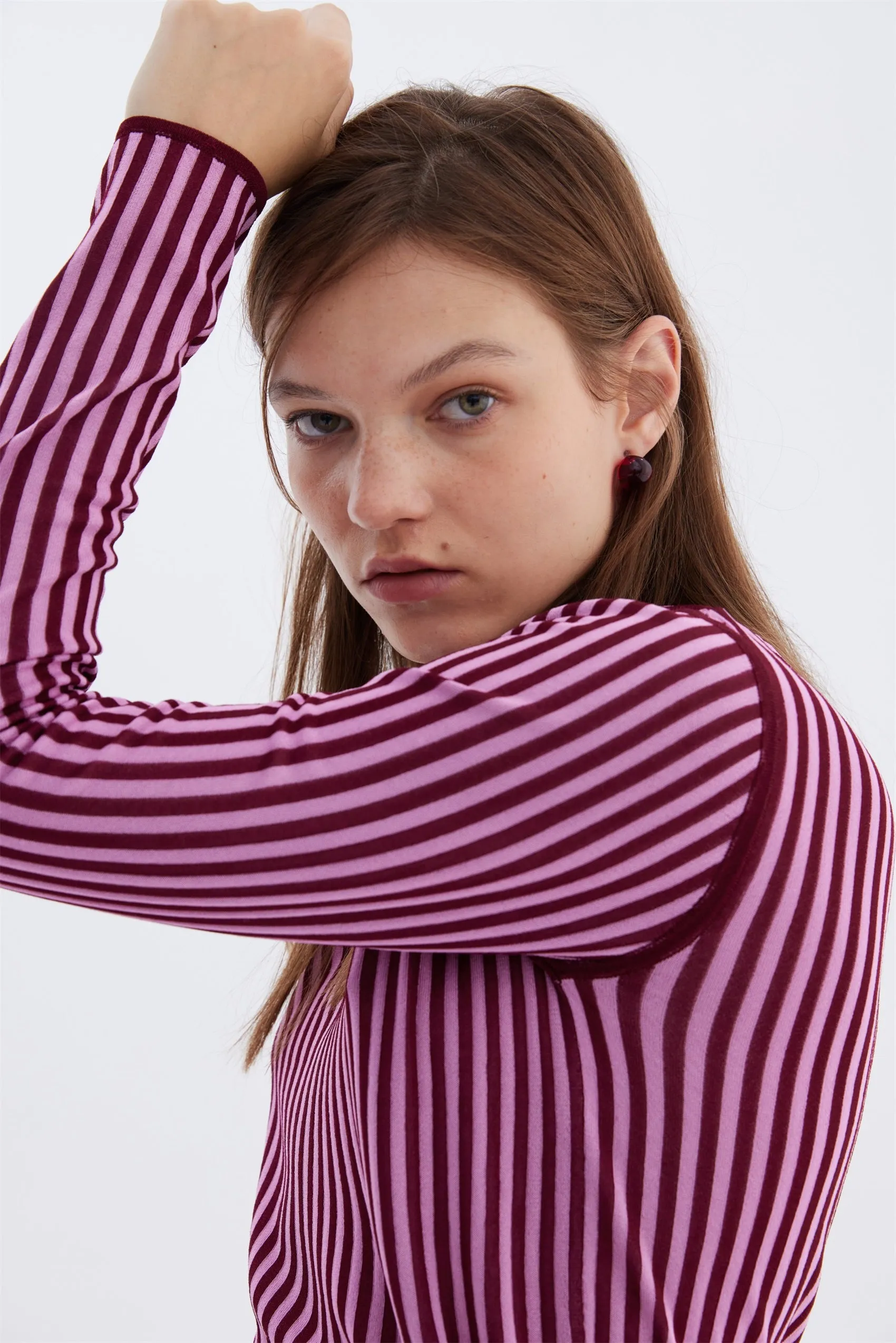 HARLOW STRIPED MOCKNECK PULLOVER