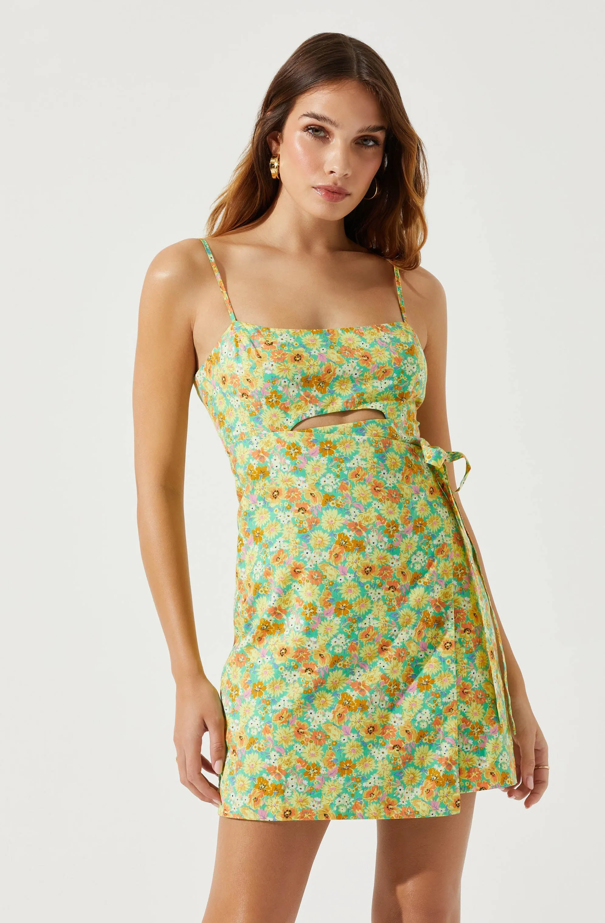 Keyhole Wrap Floral Mini Dress
