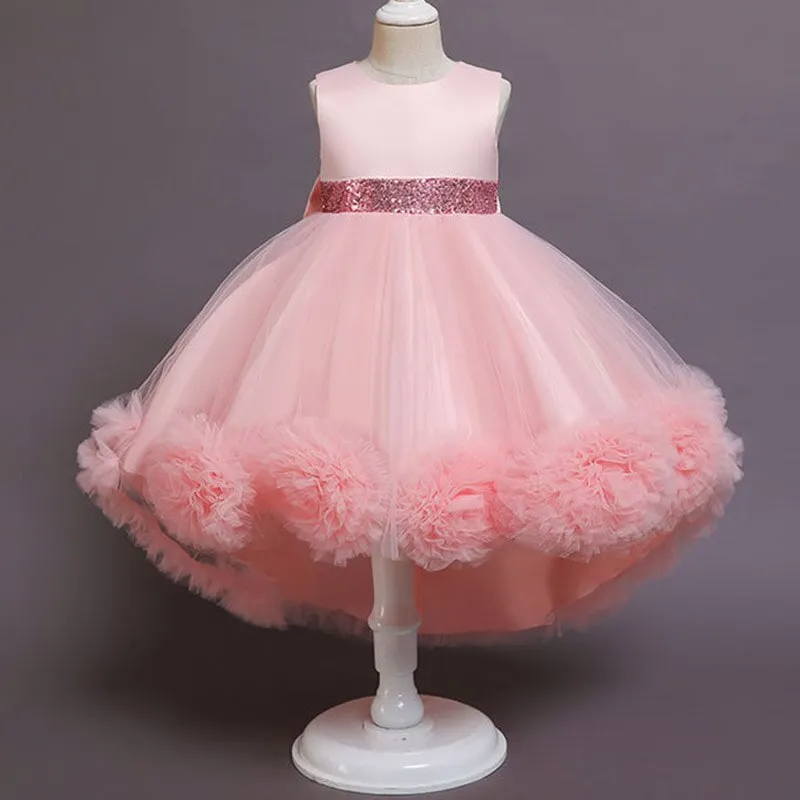Kids Party Clothes Lace Formal Sleeveless Wedding Gown