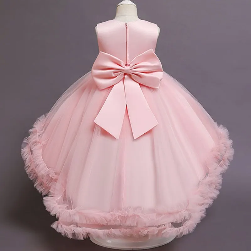 Kids Party Clothes Lace Formal Sleeveless Wedding Gown