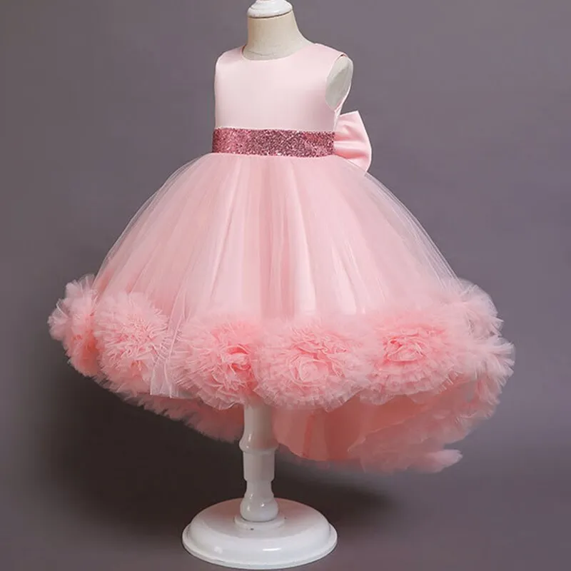 Kids Party Clothes Lace Formal Sleeveless Wedding Gown