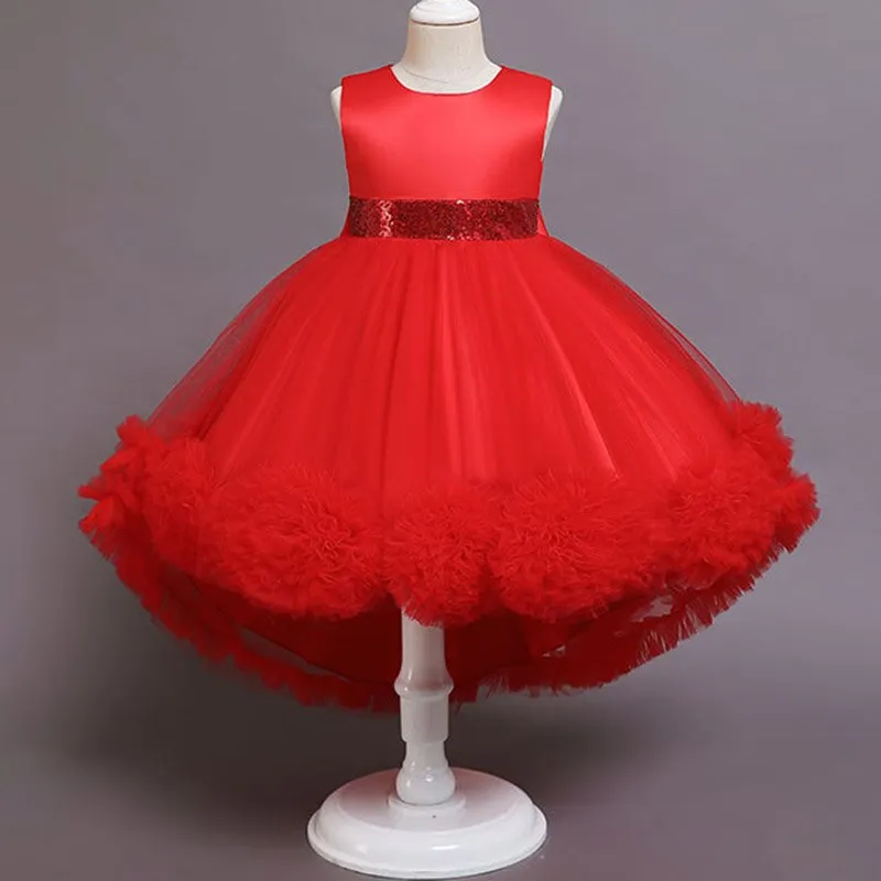 Kids Party Clothes Lace Formal Sleeveless Wedding Gown