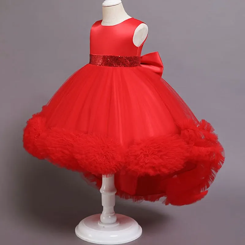 Kids Party Clothes Lace Formal Sleeveless Wedding Gown