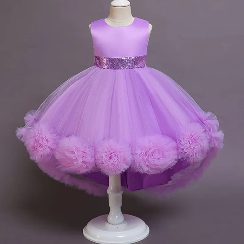 Kids Party Clothes Lace Formal Sleeveless Wedding Gown