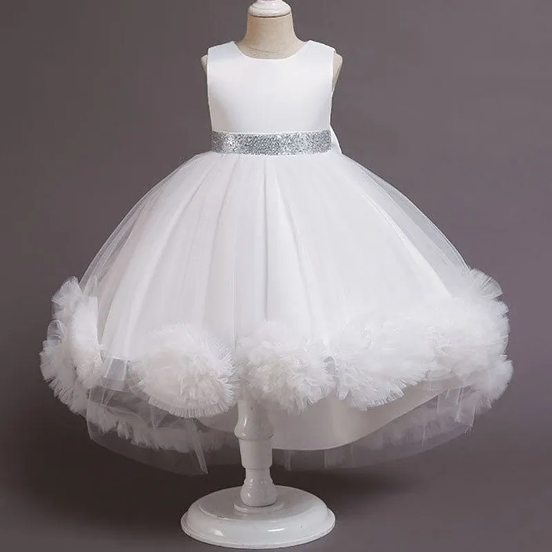 Kids Party Clothes Lace Formal Sleeveless Wedding Gown