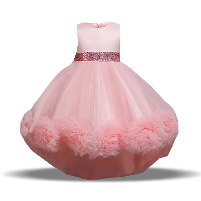 Kids Party Clothes Lace Formal Sleeveless Wedding Gown