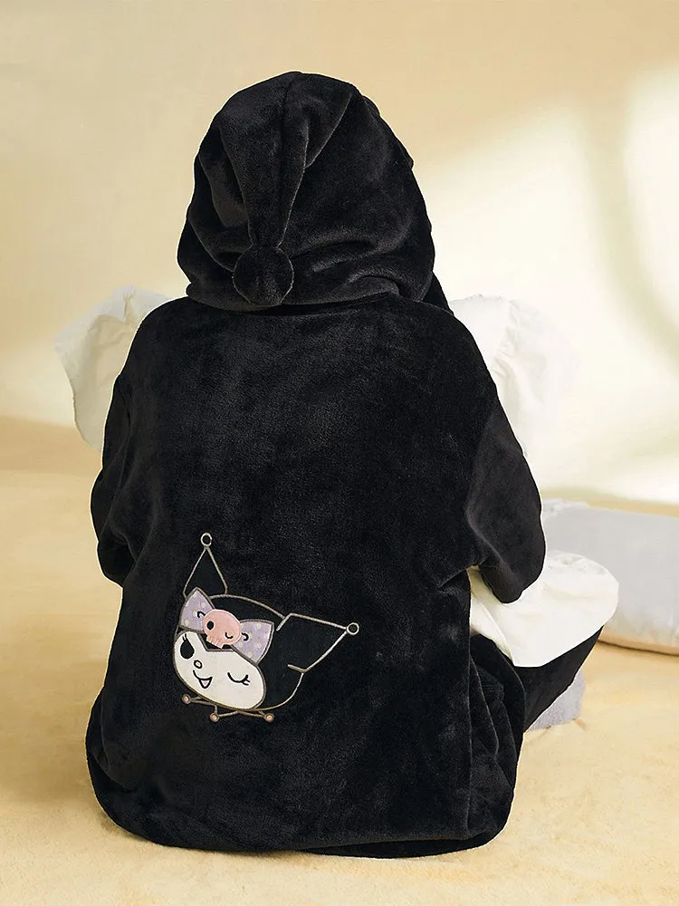 Kuromi Cozy Dreamy Winter Cartoon Flannel Pajama Set