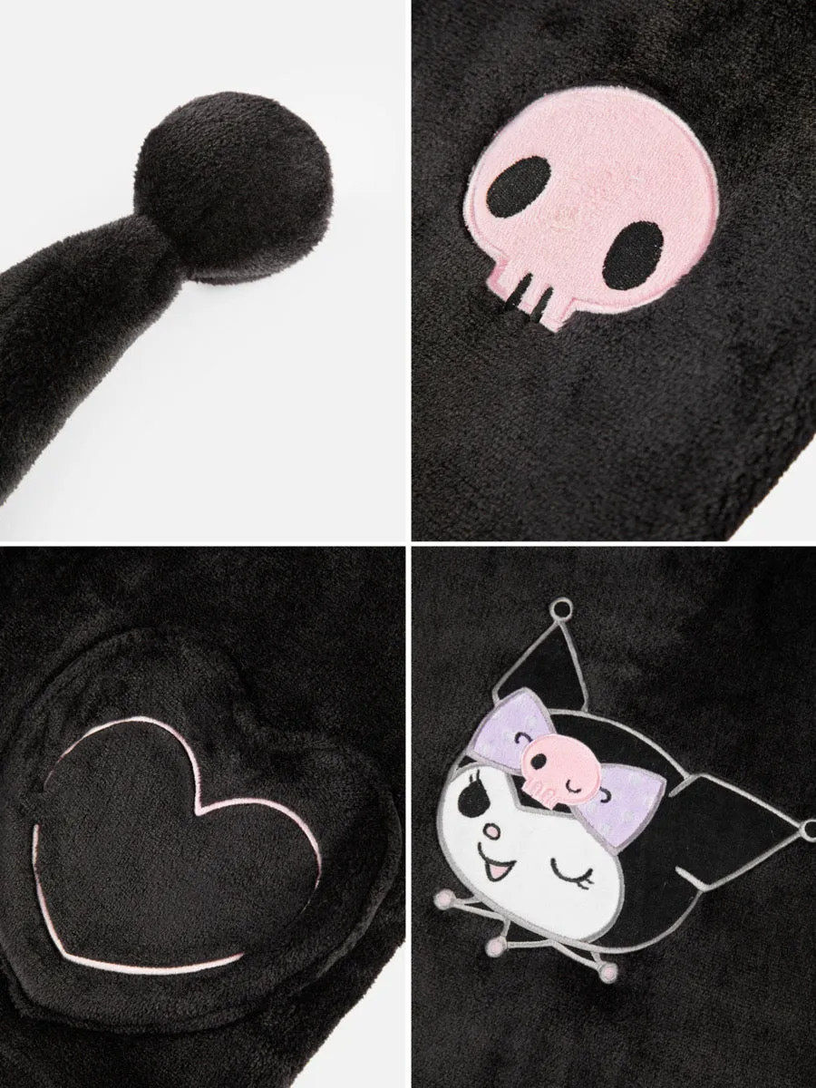 Kuromi Cozy Dreamy Winter Cartoon Flannel Pajama Set
