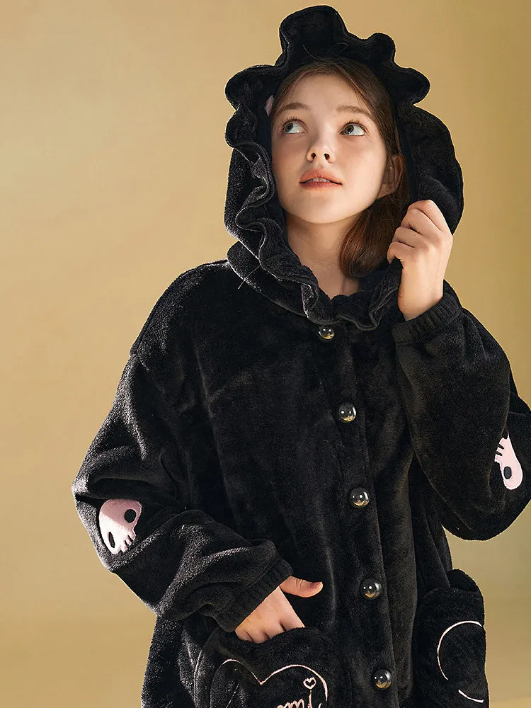 Kuromi Cozy Dreamy Winter Cartoon Flannel Pajama Set