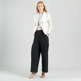 Liquid Leather™ Drape Neck Zip Jacket - Ivory