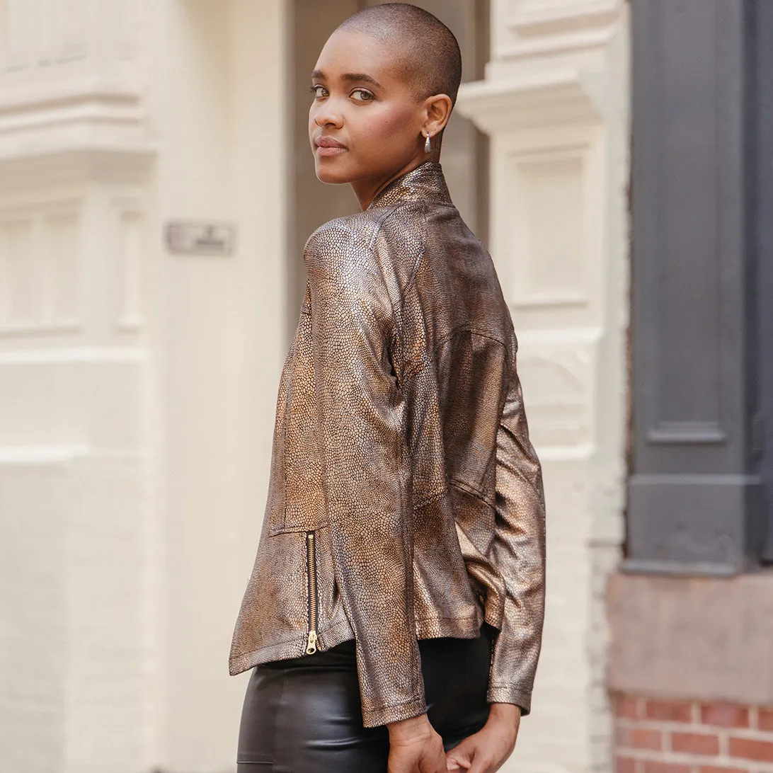 Metallic Liquid Leather™ Textured Signature Jacket - Copper