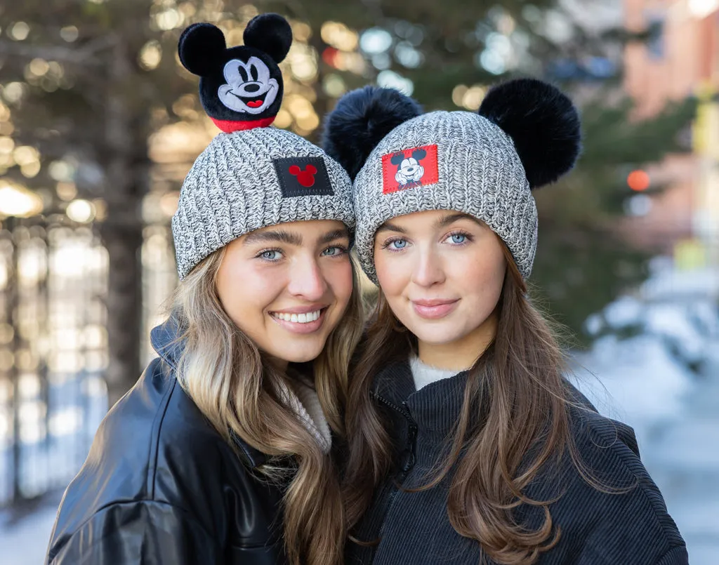 Mickey Mouse Black Speckled Double Pom Beanie