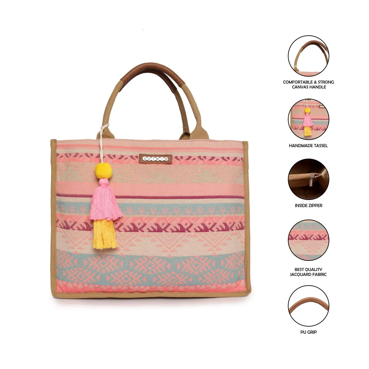 Multi Color Shopper Bags With Pu Or Canvas Handle