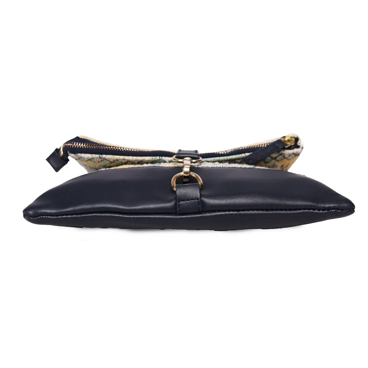 Multi Colour  Dhurry   Fabric Crossbody Sling/Travel Pouch With Pu Handle