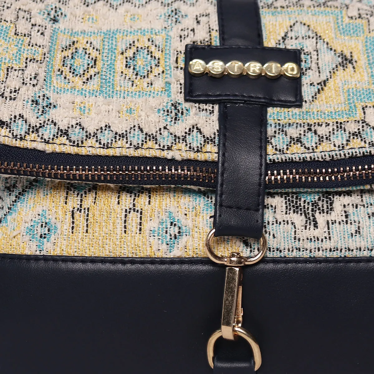 Multi Colour  Dhurry   Fabric Crossbody Sling/Travel Pouch With Pu Handle