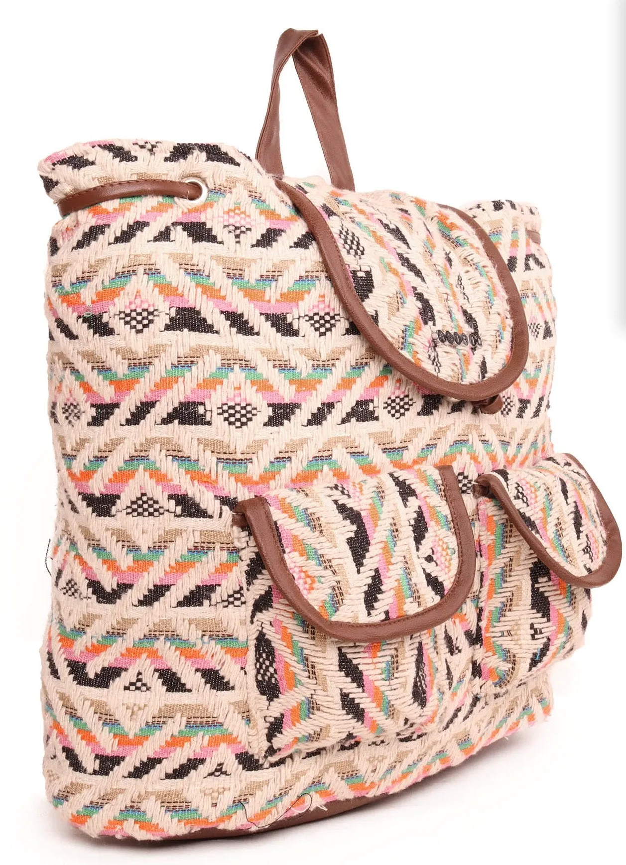 Multi Cotton Dhurry Girls Backpack Medium Size