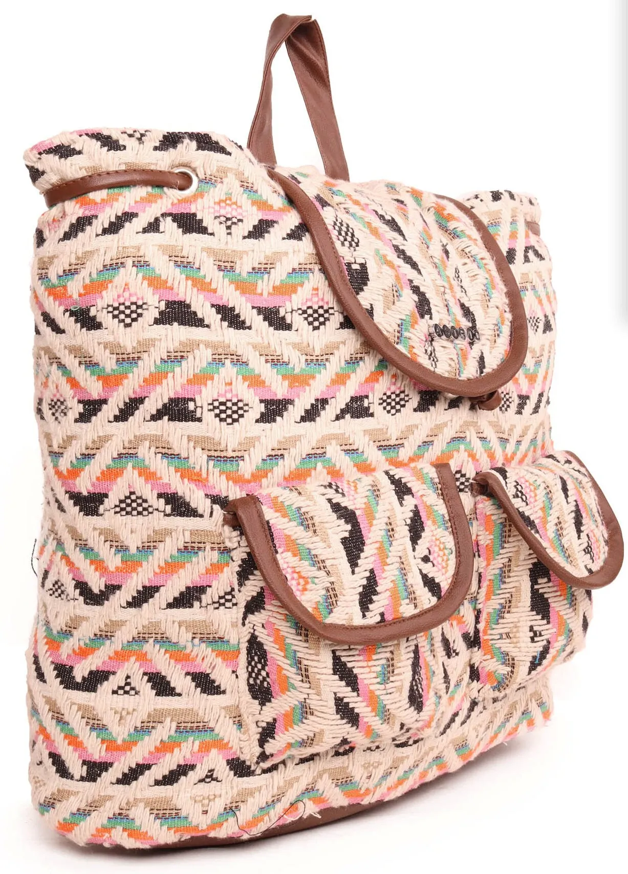 Multi Cotton Dhurry Girls Backpack Medium Size