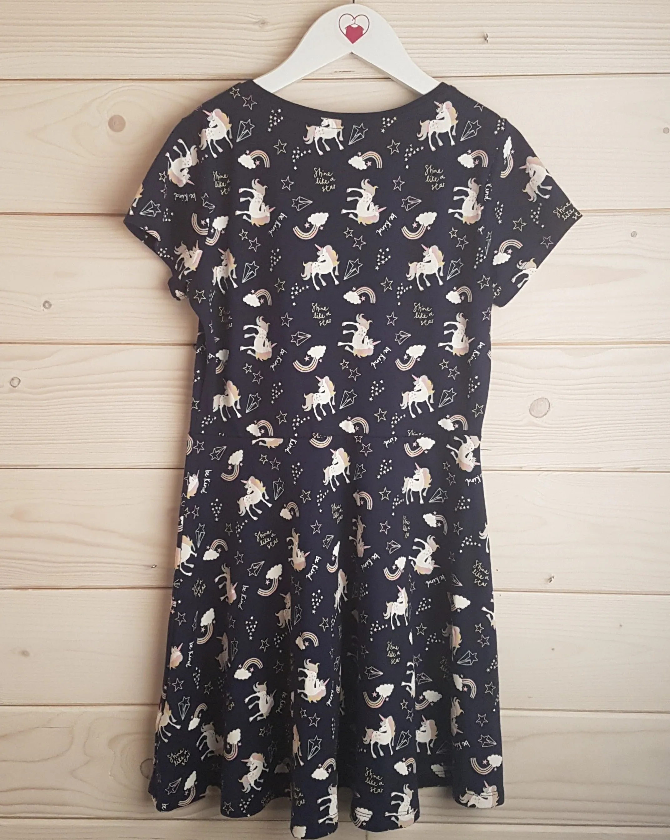 Navy Sleeveless Dress with Unicorn Motif  (10 Years)