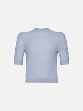 Ruched Sleeve Cashmere Sweater -- Light Blue