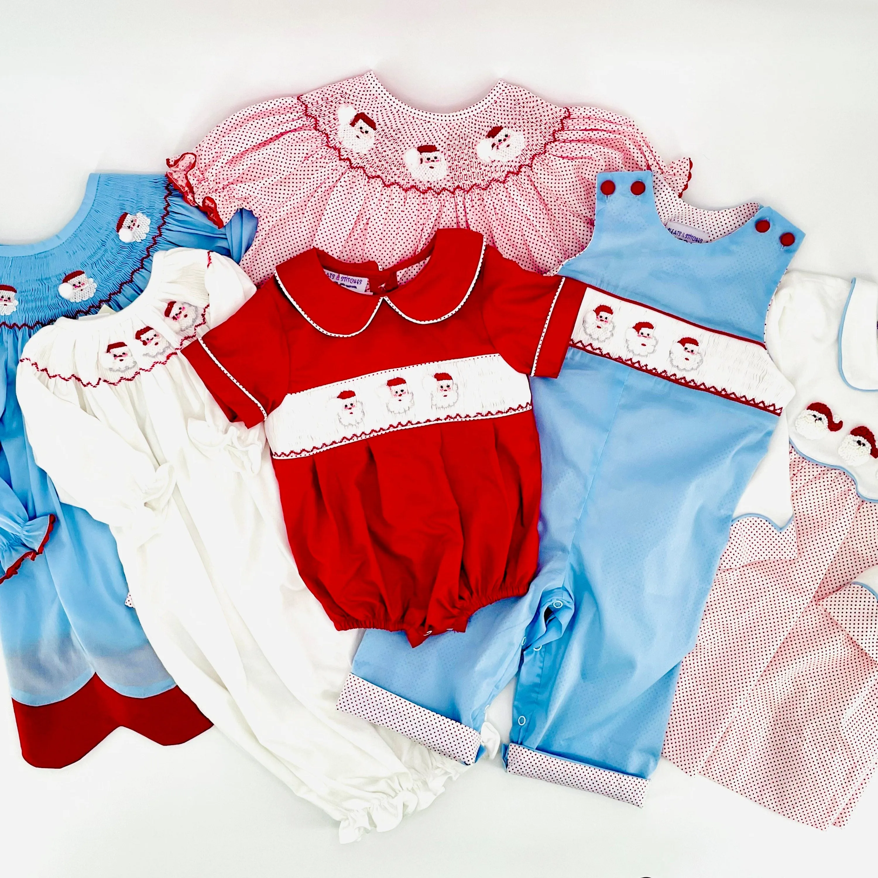 Santa Smocked Baby Layette Knit Gown