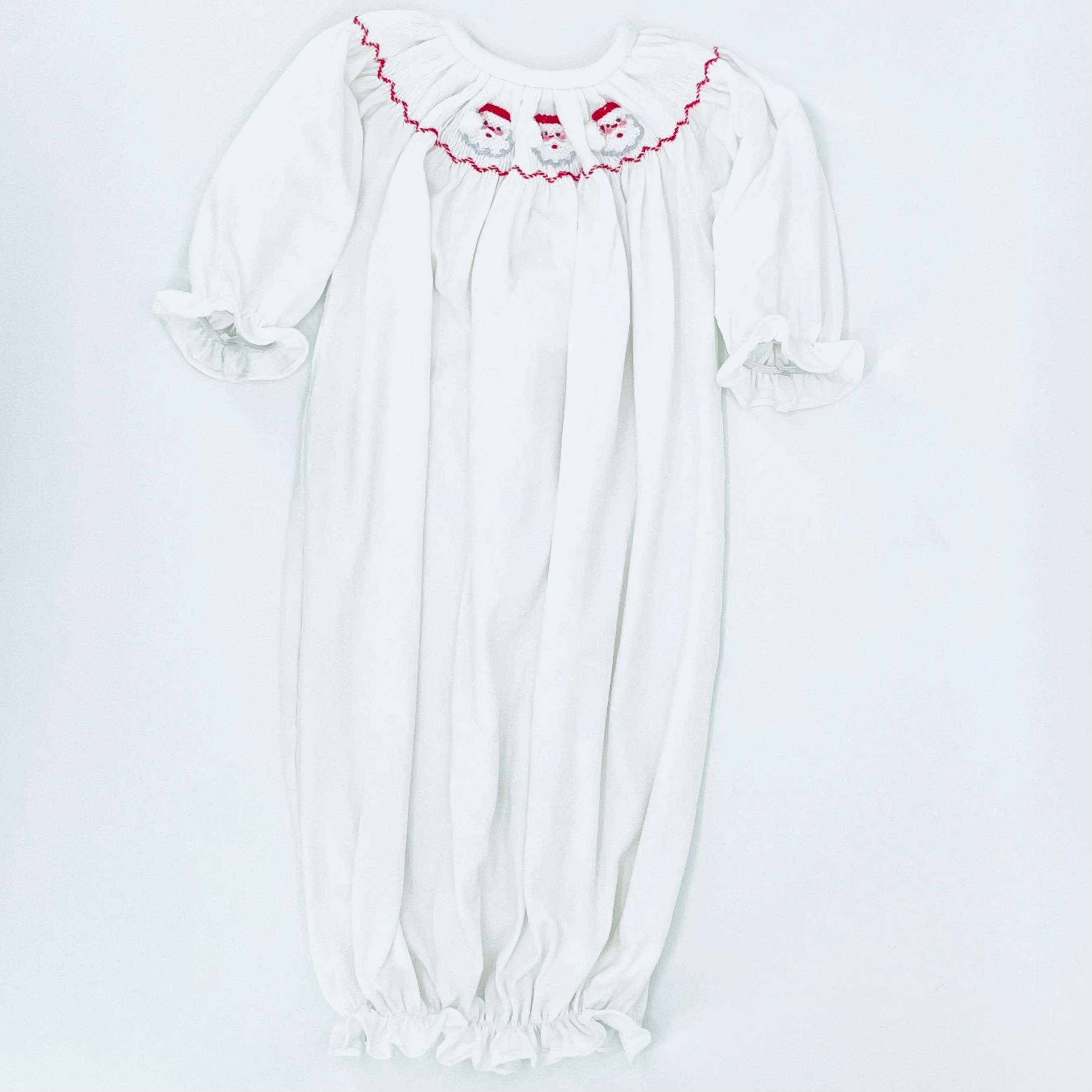 Santa Smocked Baby Layette Knit Gown