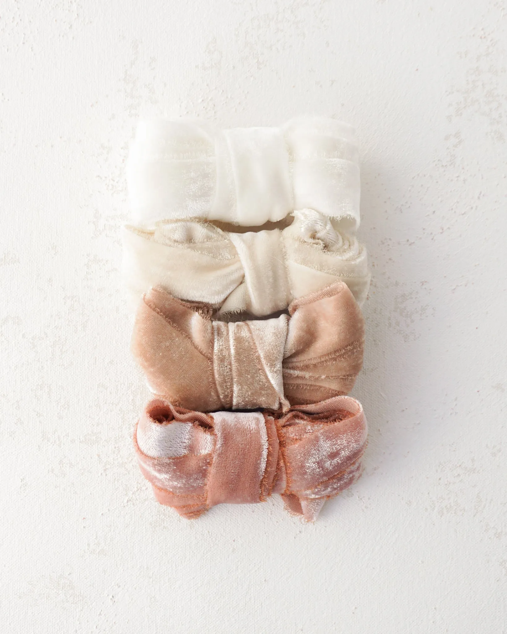 Silk Velvet Ribbon in Bone