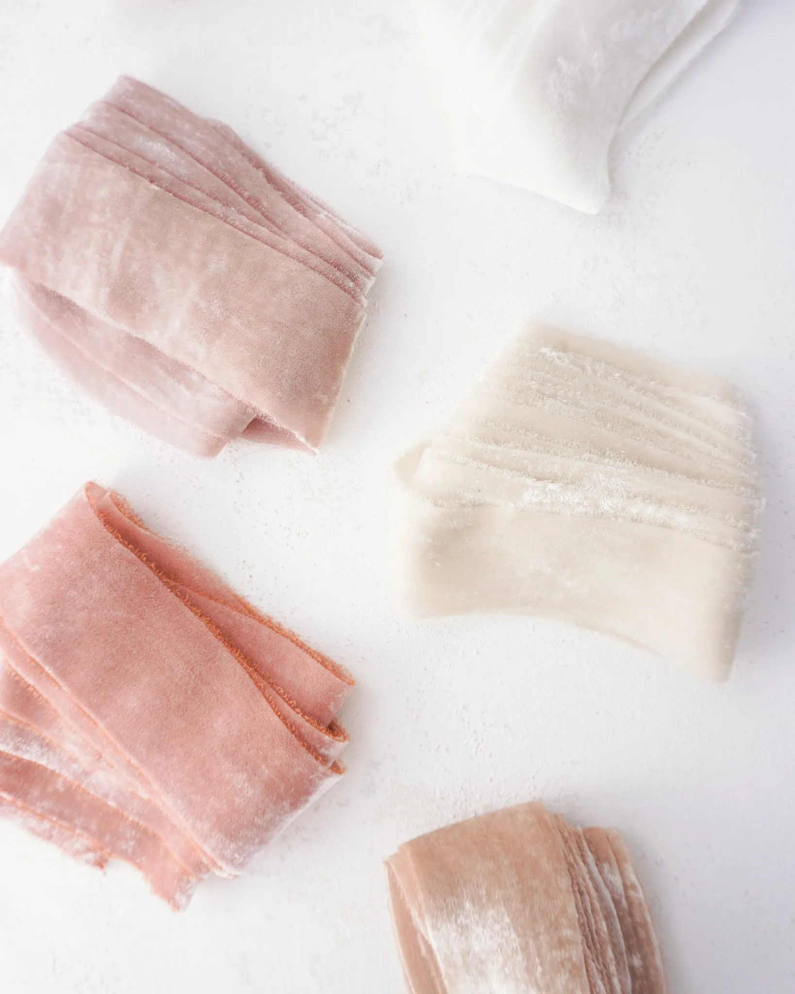 Silk Velvet Ribbon in Bone