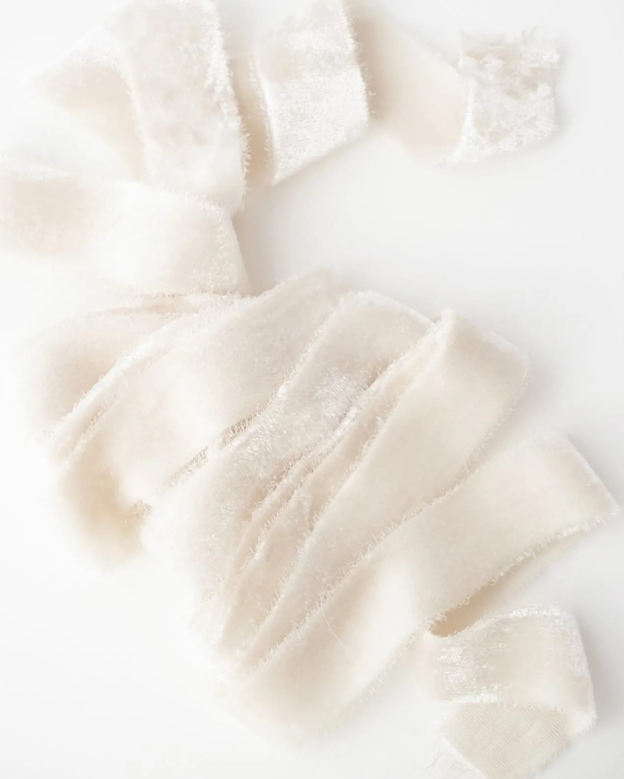 Silk Velvet Ribbon in Bone