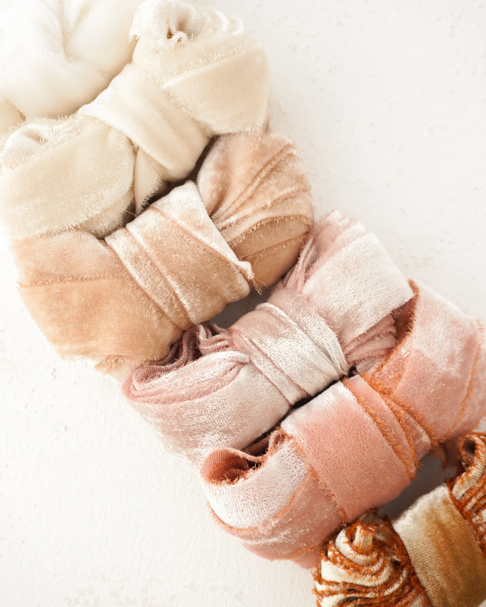 Silk Velvet Ribbon in Bone