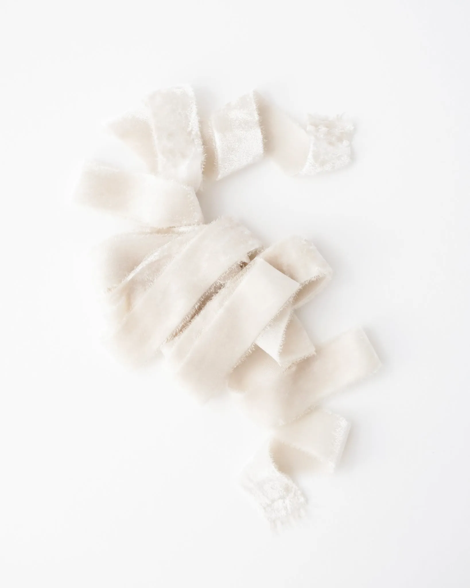 Silk Velvet Ribbon in Bone