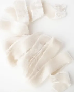 Silk Velvet Ribbon in Bone