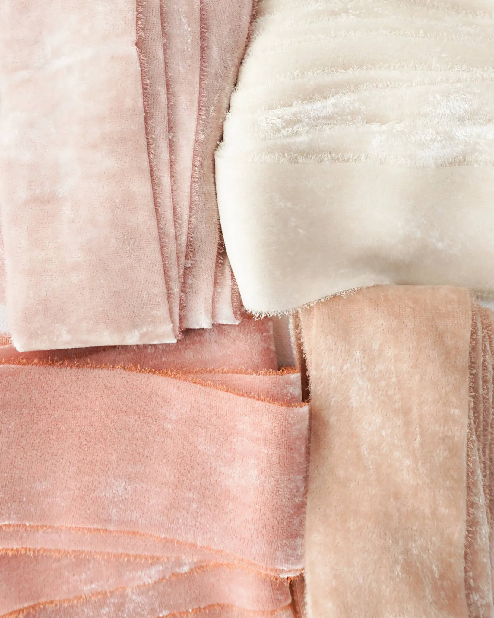 Silk Velvet Ribbon in Bone