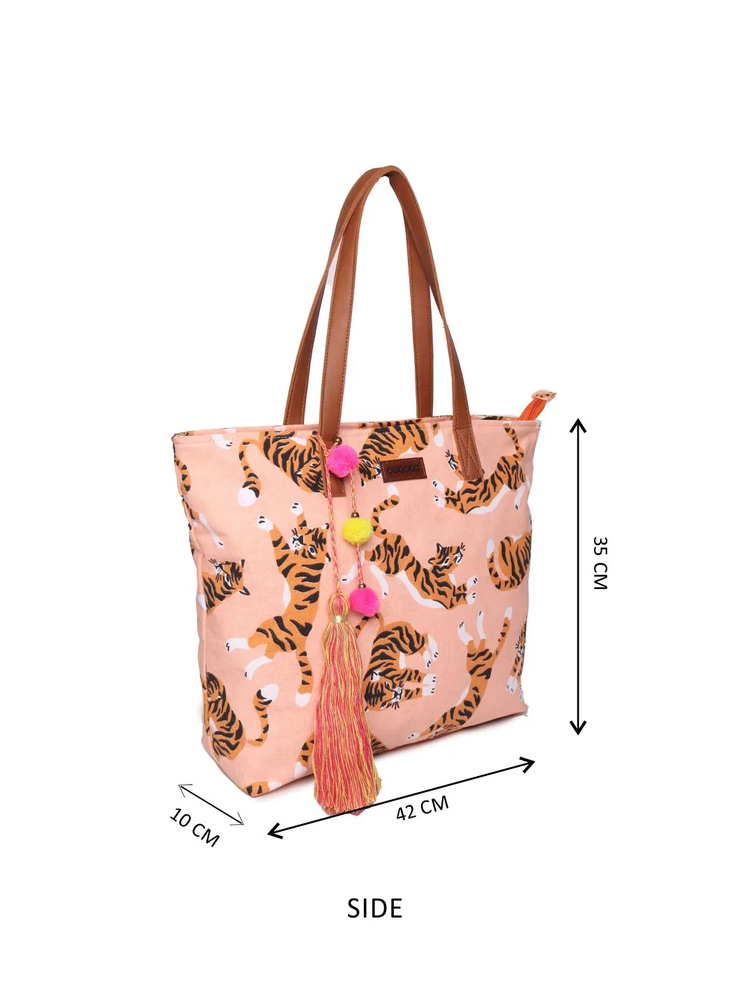 Tiger Printed Canvas  Womens Tote Bag