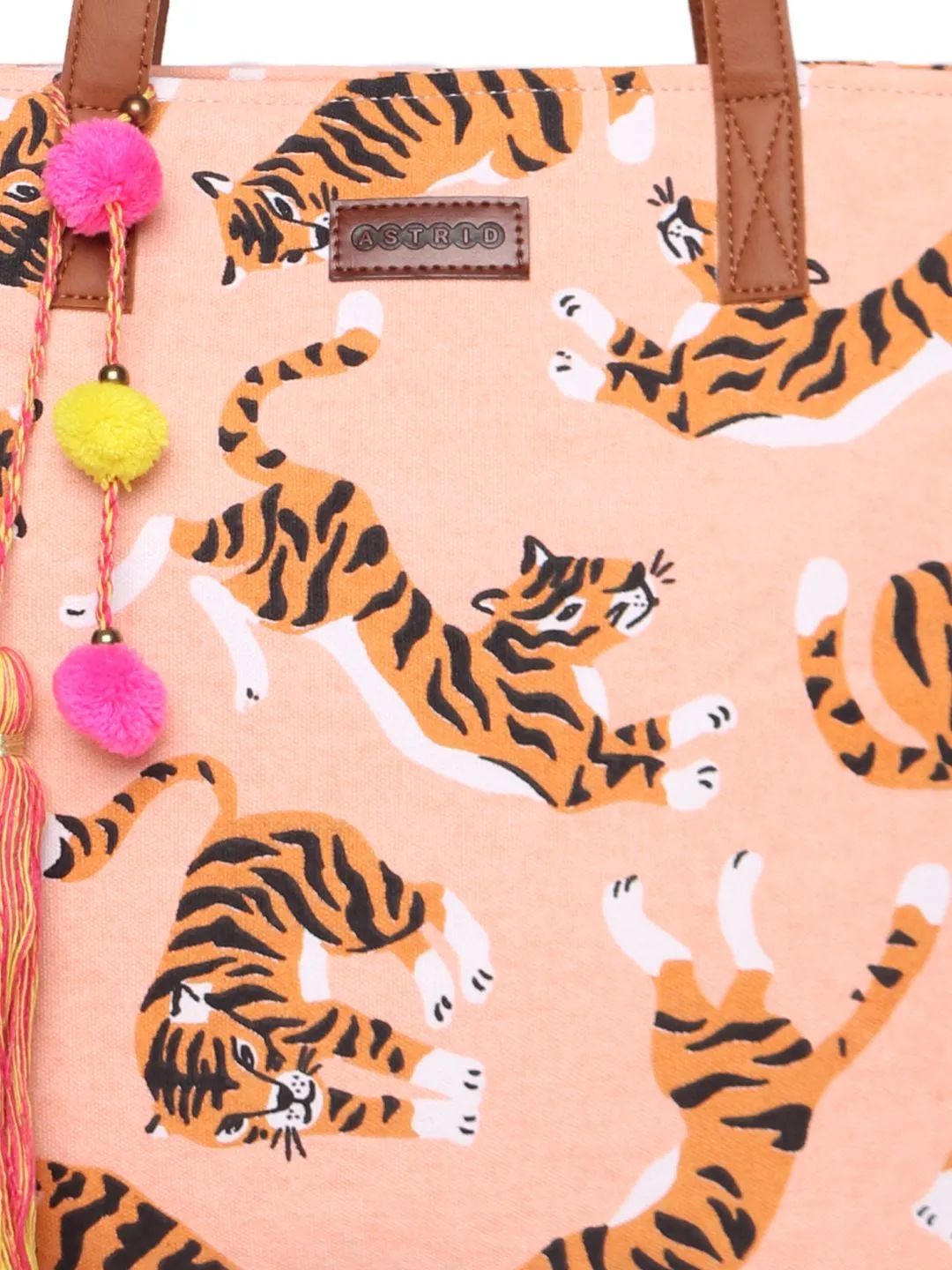 Tiger Printed Canvas  Womens Tote Bag